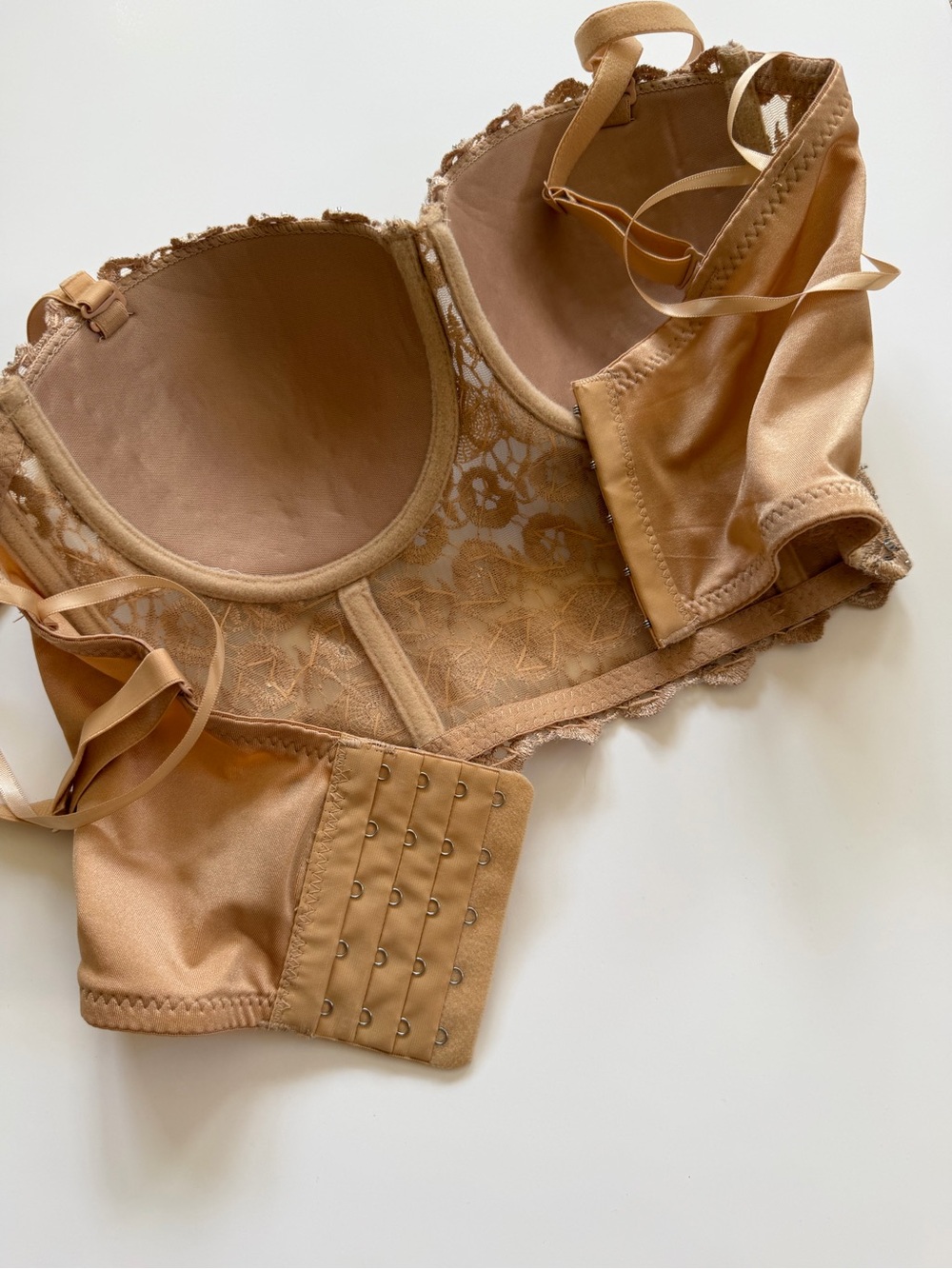 Windsor Tan Lace Longline Bustier Bra Sequin Embellished Corset Crop Top XS - Picture 5 of 13